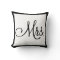 Black & White "Mrs." pillow, personalised on back