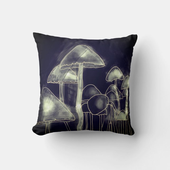 Black & White Mushroom Cushion (Front)