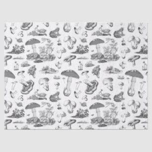 Black White Mushroom Frog Snail Forest Pattern Tissue Paper