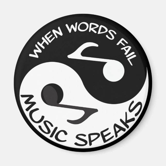 Black White Music Note Modern Musical  Magnet (Front)