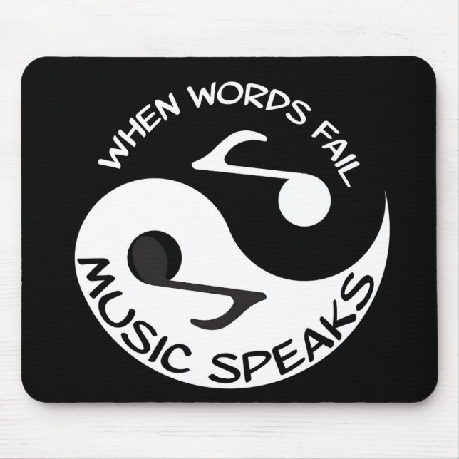 Black White Music Note Modern Quote Mouse Mat (Front)