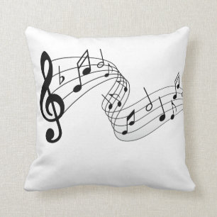 black & white music notes cushion