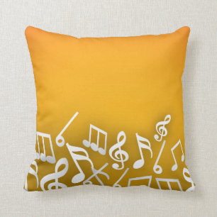 Black & White Music Notes Decorative Throw Pillow