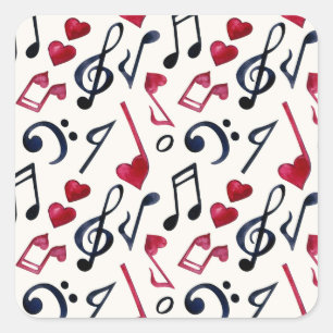 Black & White Music Notes & Symbols Square Sticker
