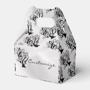 Black & White Music Treble Clef Tree Gable Box