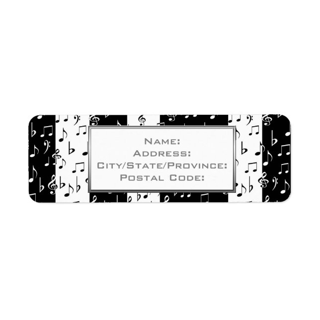 Black & White Musical Stripes Address Labels 2 (Front)