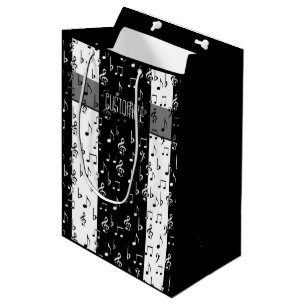 Black & White Musical Stripes Gift Bag