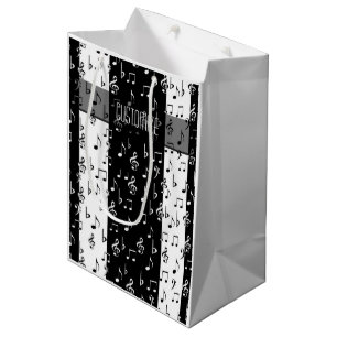 Black & White Musical Stripes Gift Bag 2