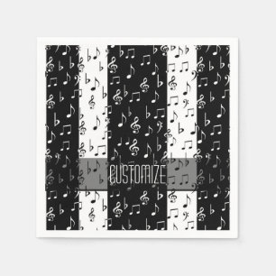 Black & White Musical Stripes Napkins