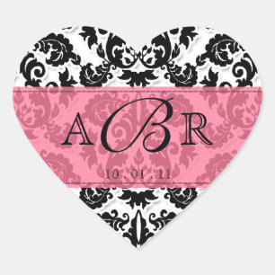 Black White n Hot Pink Fleur de Lis Damask Sticker