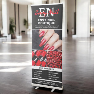 Black White Nail Specialist Monogram Photo Retractable Banner