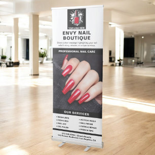 Black White Nail Specialist Services Photo Logo Retractable Banner