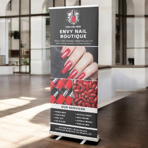 Black White Nail Specialist Services Photo Logo Retractable Banner