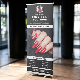 Black White Nail Specialist Services Photo Logo Retractable Banner