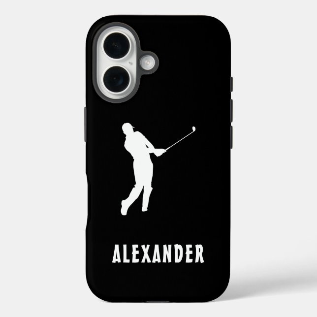 Black White Name Male Golf Player Golfing Golfer Case-Mate iPhone Case (Back)