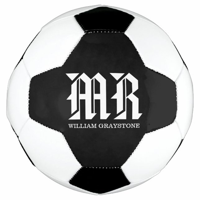 Black & White Name Monogram MR  Football (Front)