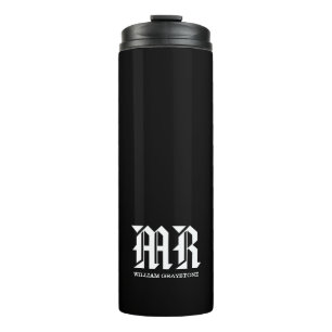 Black & White Name Monogram MR Thermal Tumbler