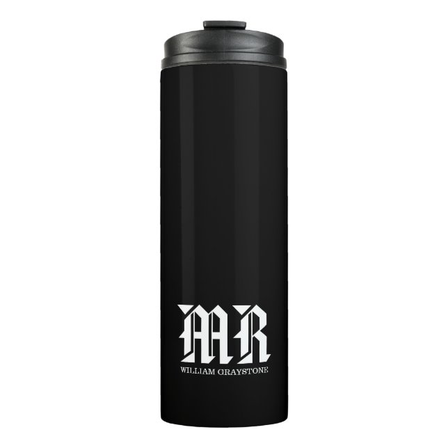 Black & White Name Monogram MR Thermal Tumbler (Front)