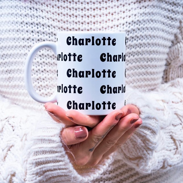 Black white name pattern coffee mug (Creator Uploaded)
