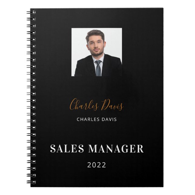 Black white name signature photo business 2023 notebook (Front)