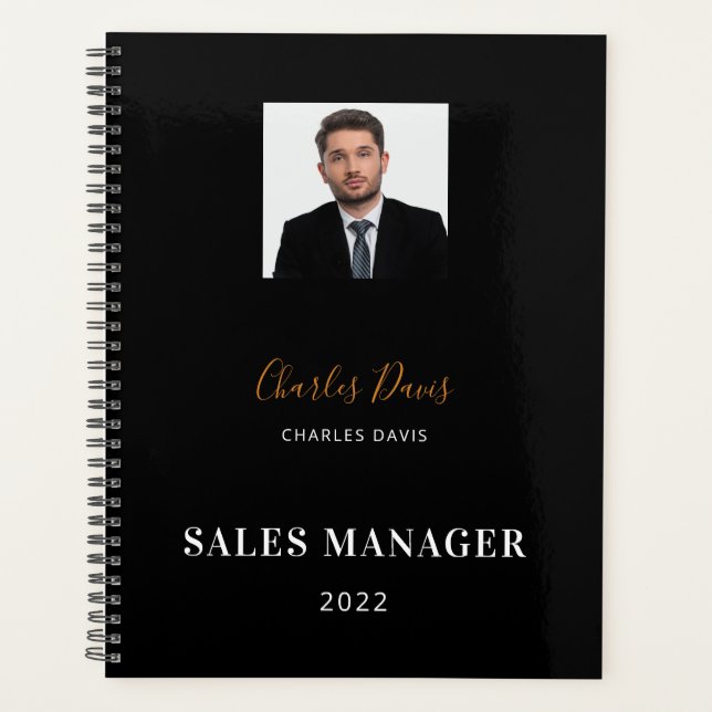 Black white name signature photo business 2026 planner (Front)