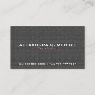 Black & White Natural Linen Burlap Texture Business Card