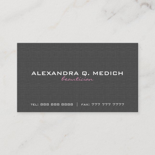 Black & White Natural Linen Burlap Texture Business Card (Front)