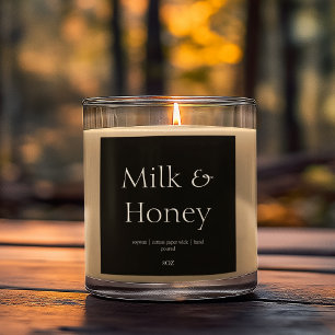 Black White Natural Wax Candle Packaging  Square Sticker