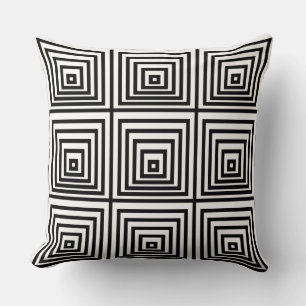 Black & White Nested Box Pattern - Throw Pillow