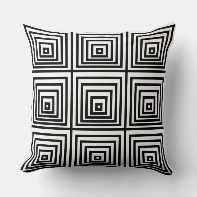 Black & White Nested Box Pattern - Throw Pillow (Front)