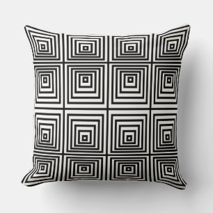 Black & White Nested Box Pattern - Throw Pillow