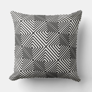 Black & White Nested Diamon Pattern - Throw Pillow