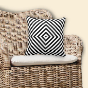 Black & White Nested Diamond Pattern Cushion