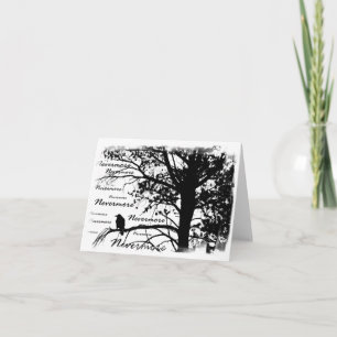 Black & White Nevermore Raven Silhouette Card