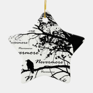 Black & White Nevermore Raven Silhouette Ceramic Tree Decoration