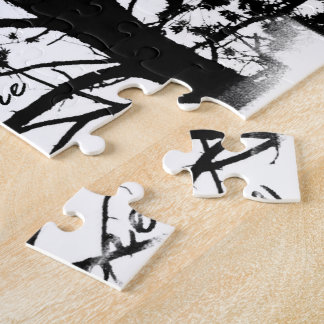 Black & White Nevermore Raven Silhouette Jigsaw Puzzle