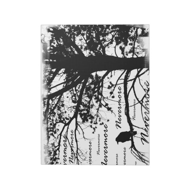 Black & White Nevermore Raven Silhouette Notepad (Rotated)