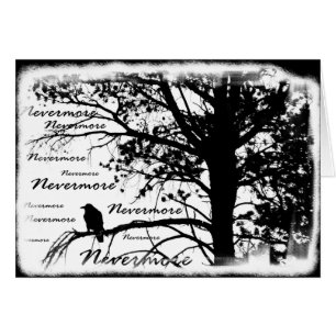 Black & White Nevermore Raven Silhouette Tree