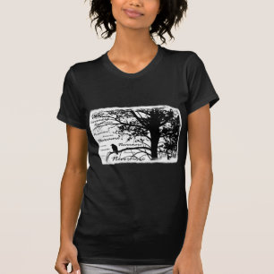 Black & White Nevermore Raven Silhouette Tree T-Shirt