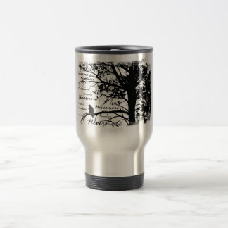 Black & White Nevermore Silhouette Raven Travel Mug