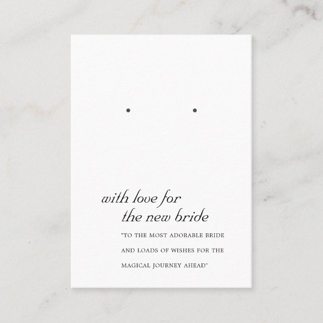 BLACK WHITE NEW BRIDE GIFT EARRING DISPLAY CARD (Front)