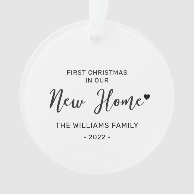 Black & White New Home First Christmas Photo Ornament (Front)
