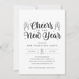 Black & White New Years Eve Party Invitation
