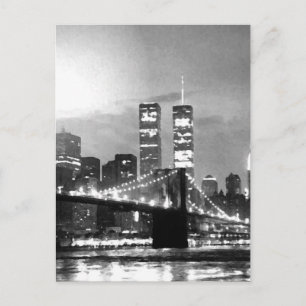 Black & White New York City at Night Postcard