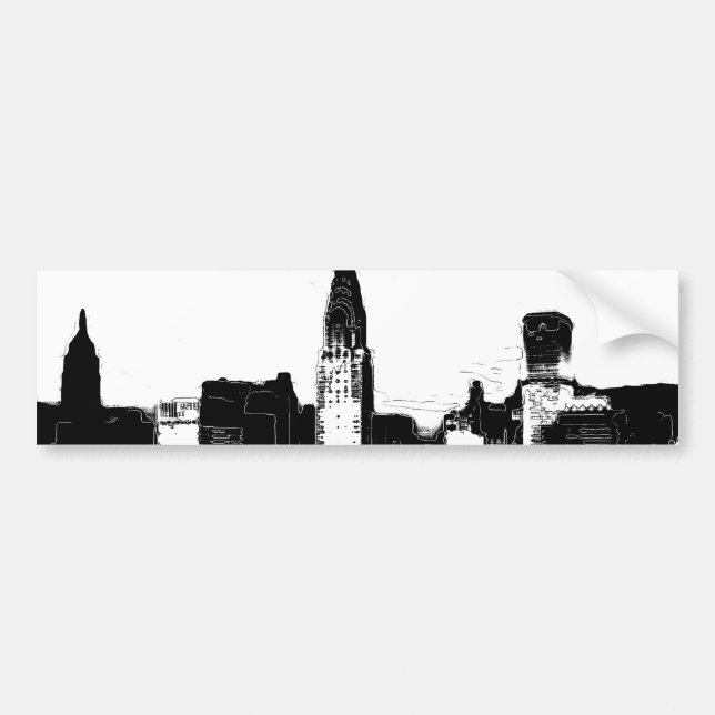 Black & White New York City Bumper Sticker (Front)