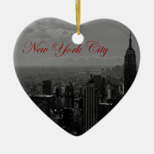 Black White New York City Ceramic Tree Decoration
