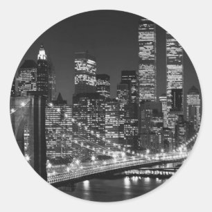 Black & White New York City Classic Round Sticker