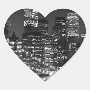 Black & White New York City Heart Sticker