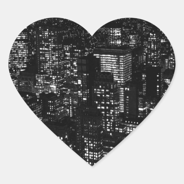 Black & White New York City Heart Sticker (Front)
