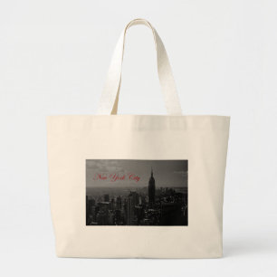 Black White New York City Large Tote Bag